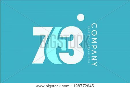 Number 763 Blue White Cyan Logo Icon Design