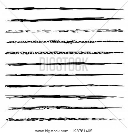 Set of sketch brushes isolated on white background. Vector collection