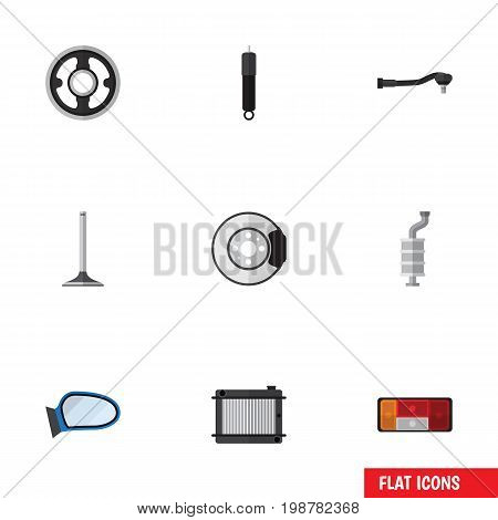 Flat Icon Auto Set Of Headlight, Metal, Car Segment And Other Vector Objects