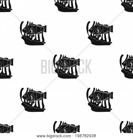 Clownfish and anemone icon in black design isolated on white background. Australia symbol stock vector illustration.