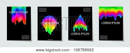 Trendy Template Set With Futuristic Modern Neon Shapes For Poster, Cover, Card, Broshure, Banner.