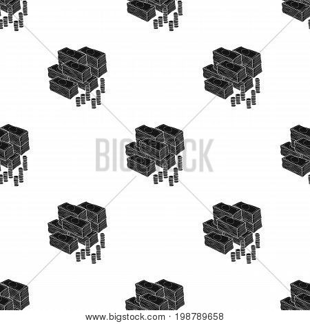 Piles of cash and coins icon in black design isolated on white background. Conference and negetiations symbol stock vector illustration.