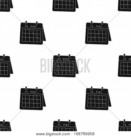 Calendar icon in black design isolated on white background. Conference and negetiations symbol stock vector illustration.