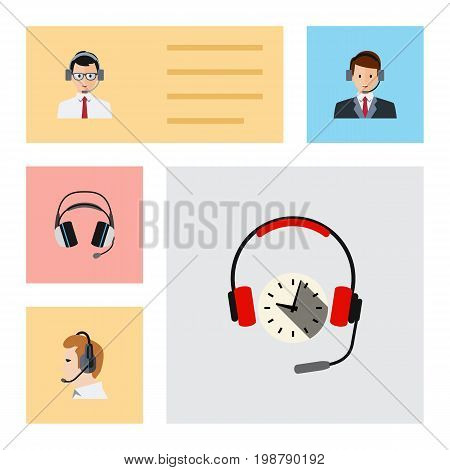 Flat Icon Telemarketing Set Of Telemarketing, Earphone, Hotline And Other Vector Objects