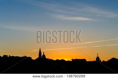 Church Silhouette At Colorful Scenic Sunrise