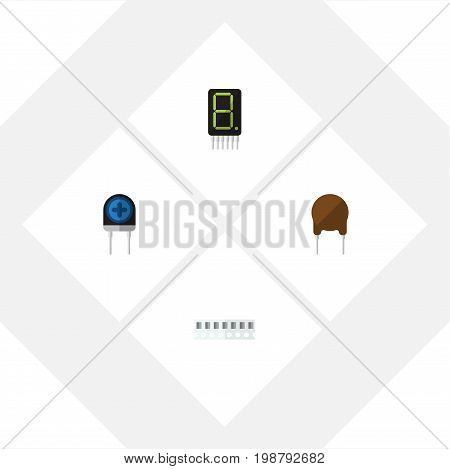 Flat Icon Device Set Of Triode, Transducer, Display And Other Vector Objects