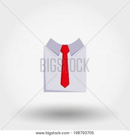 Shirt with red nectie. Icon for web and mobile application. Vector illustration on a white background. Flat design style.