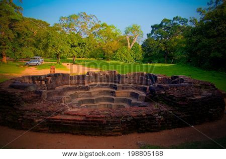Lotus Pond aka Nelun Vihara at Polonnaruwa ancient city in Sri Lanka