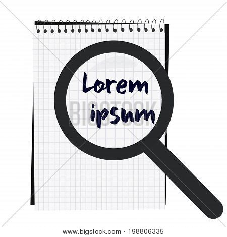 illustration. School back concept with scissors, notebook, magnifying glass