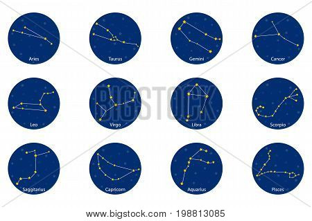Constellation of the zodiac signs, vector illustration