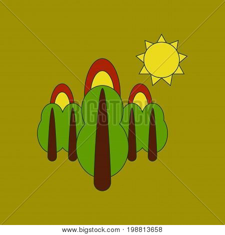 flat icon on stylish background fire in the forest