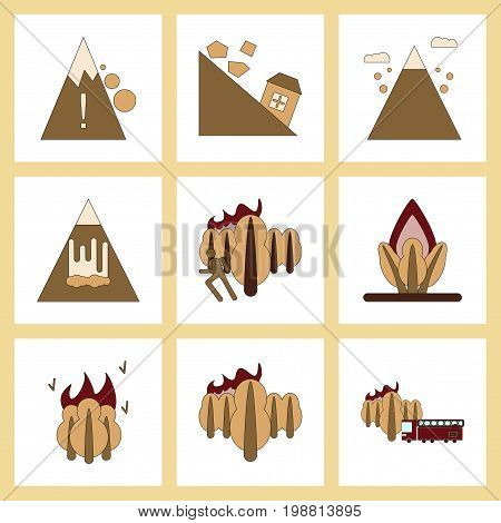 assembly of flat icons danger natural disasters