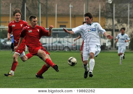 KAPOSVAR, 헝가리-4 월 10 일: 발라 Rittinger (R) 헝가리 국가 Championshi에서 행동