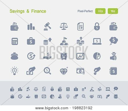 Savings & Finance - Granite Icons

A set of 28 professional, pixel-perfect vector icons designed on a 32x32 pixel grid and redesigned on a 16x16 pixel grid for very small sizes.