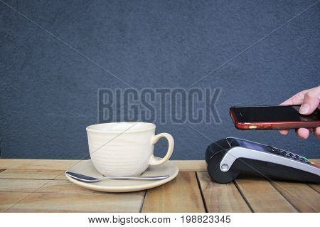 contactless payment smartphone phone pdq nfc background with copy space