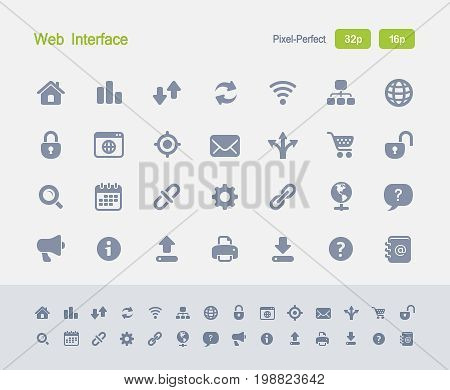 Web Interface - Granite Icons
A set of 28 professional, pixel-perfect vector icons designed on a 32x32 pixel grid and redesigned on a 16x16 pixel grid for very small sizes.