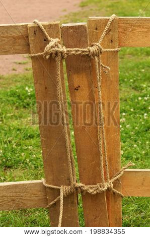Rope tied a tight knot.And it is very difficult to untie.
