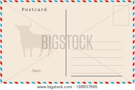 Vintage postcard. Vector design. Сountries of the world. Spain