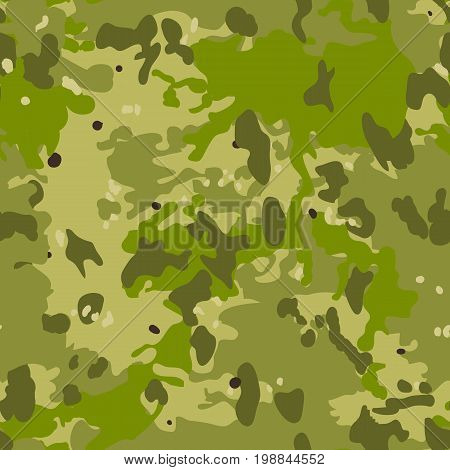 Camouflage pattern background seamless illustration. Military camouflage seamless pattern. Four colors. Woodland style camouflage pattern. Classic clothing style masking camo repeat print.