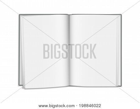 Vector realistic open blank book isolated on white background