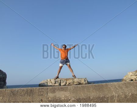 Springen Mann