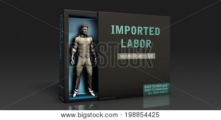 Imported Labor Employment Problem and Workplace Issues 3D Illustration Render