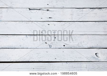 White and Blue Wood Plank as Background. White Wooden Texture Table. Top View