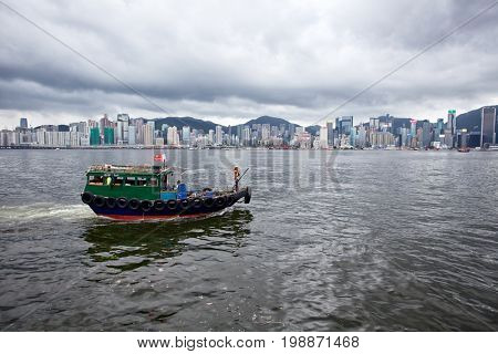 HONG KONG â JULY 17, 2017: Victoria harbour and city in background
