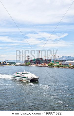 HONG KONG â JULY 17, 2017: Victoria harbour and city in background