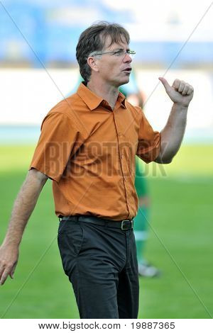 OSIJEK, CROATIA - JULY 2: Laszlo Prukner (Ferencvaros trainer) at a friendly soccer game Osijek (CRO) vs. Ferencvaros (HUN) - July 2, 2010 in Osijek, Croatia.