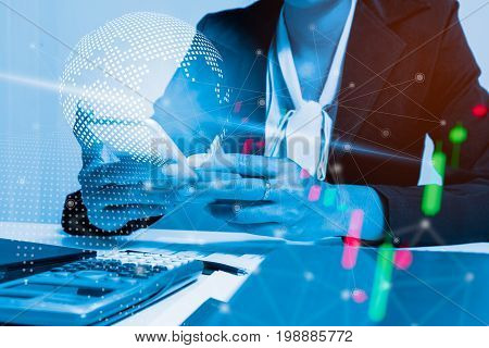 Businessman with smartphone. Worldwide connection technology interface. Business concept Network connection concept