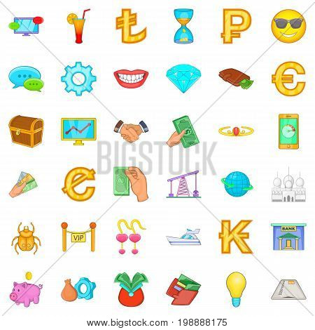 Riches icons set. Cartoon style of 36 riches vector icons for web isolated on white background
