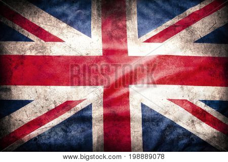 Closeup of grunge Union Jack flag 