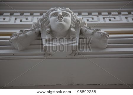Wall historical building bas-relief female old art deoration culture Russia