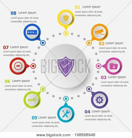 Infographic template with security icons, stock vector