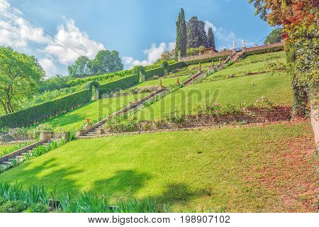 Beautiful Landscape Panorama On Historical View Gardens Of Bardini (giardino Bardini) And Boboli Gar