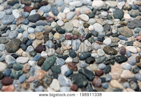 colorful texture of mixed pebble close up
