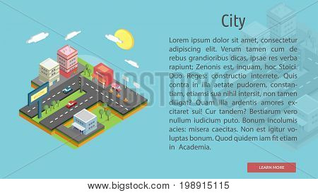 Isomatric City Conceptual Banner | Isomatric Banner Design with hight quality vector | Use for business, marketing, concept and much more. The set can be used for several purposes like: websites, print templates, presentation templates, and promotional ma