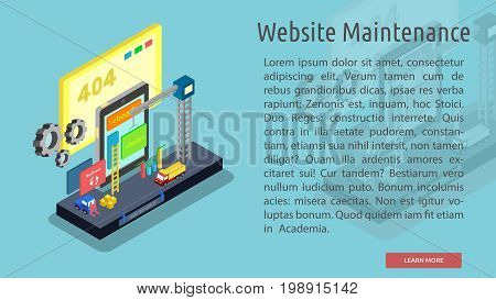 Isomatric Website Maintenance Conceptual Banner | Isomatric Banner Design with hight quality vector | Use for business, marketing, concept and much more. The set can be used for several purposes like: websites, print templates, presentation templates, and