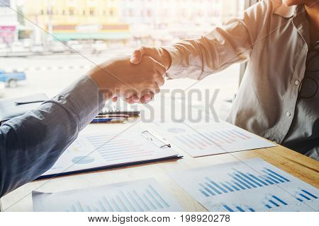 Business People Colleagues Shaking Hands Meting Planning Strategy Analysis Concept