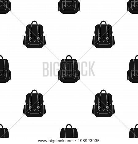 Hipster backpack icon in black design isolated on white background. Hipster style symbol stock vector illustration.