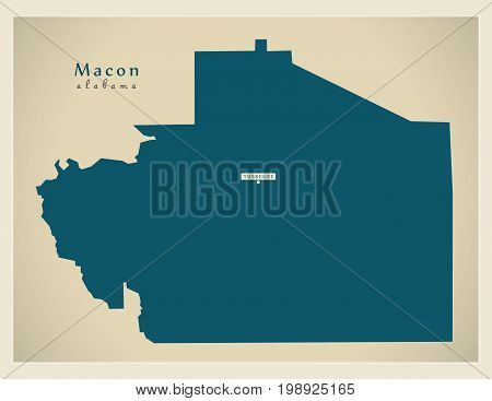 Modern Map - Macon Alabama County Usa Illustration
