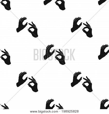 Sign language icon in black design isolated on white background. Interpreter and translator symbol stock vector illustration.