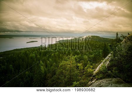 A Beautiful Panorama Of Lake And Forest From Koli National Park Peaks