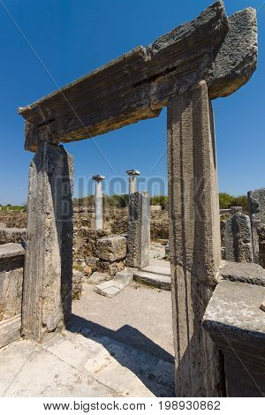 Ancient ruins of Perge. Anatolian coast. Agora. Turkey.