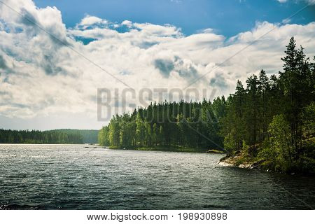 A Beautiful Lake Landscape In Finland
