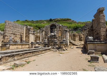 Ancient ruins of Perge. The Nymphaeum. Turkey