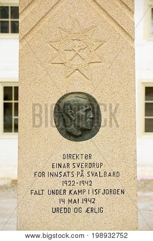 LONGYEARBYEN, NORWAY - SEPTEMBER 01, 2011: Exterior of the memorial to Einar Sverdrup in Longyearbyen, Norway.