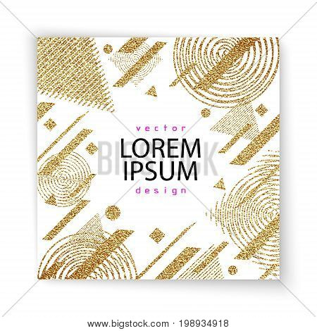 Abstract Gold Glitter Geometric Vector Background.
