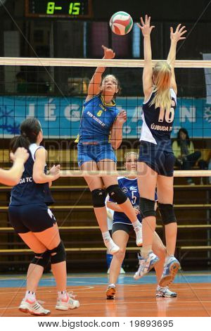 KAPOSVAR ฮังการี - 14 มกราคม: Barbara Balajcza (C) นัดลูกที่ลี I. NB ฮังการี 